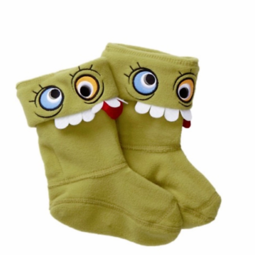 Hunter kids fun alien cuff green boot socks size XL US4-6